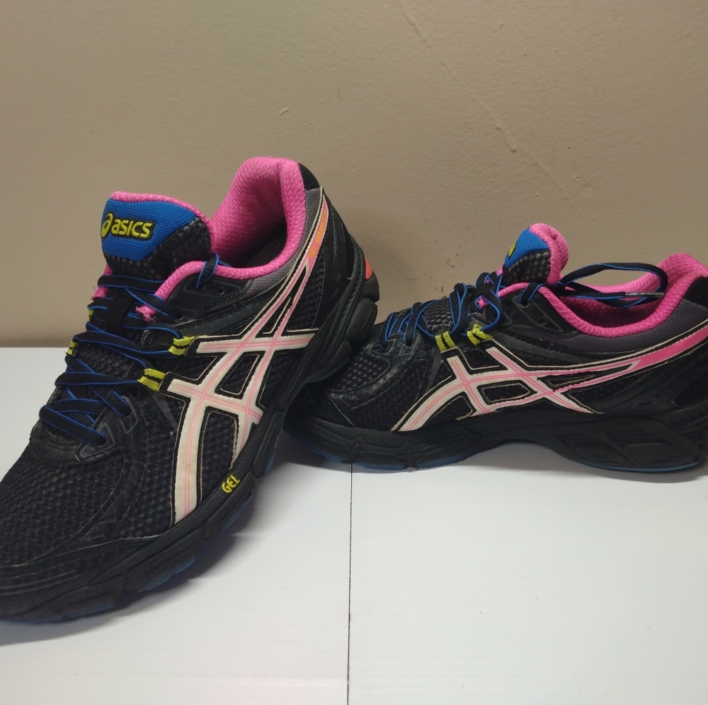 Asics Women's Gel-Equation 6 Black Yellow Pink Running Shoes T2D7Q Size 9
